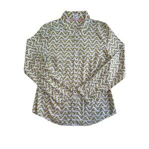 Crown & Ivy Bumblebee Shirt Button Up Yellow White‎ Bee Cotton Long Sleeve M